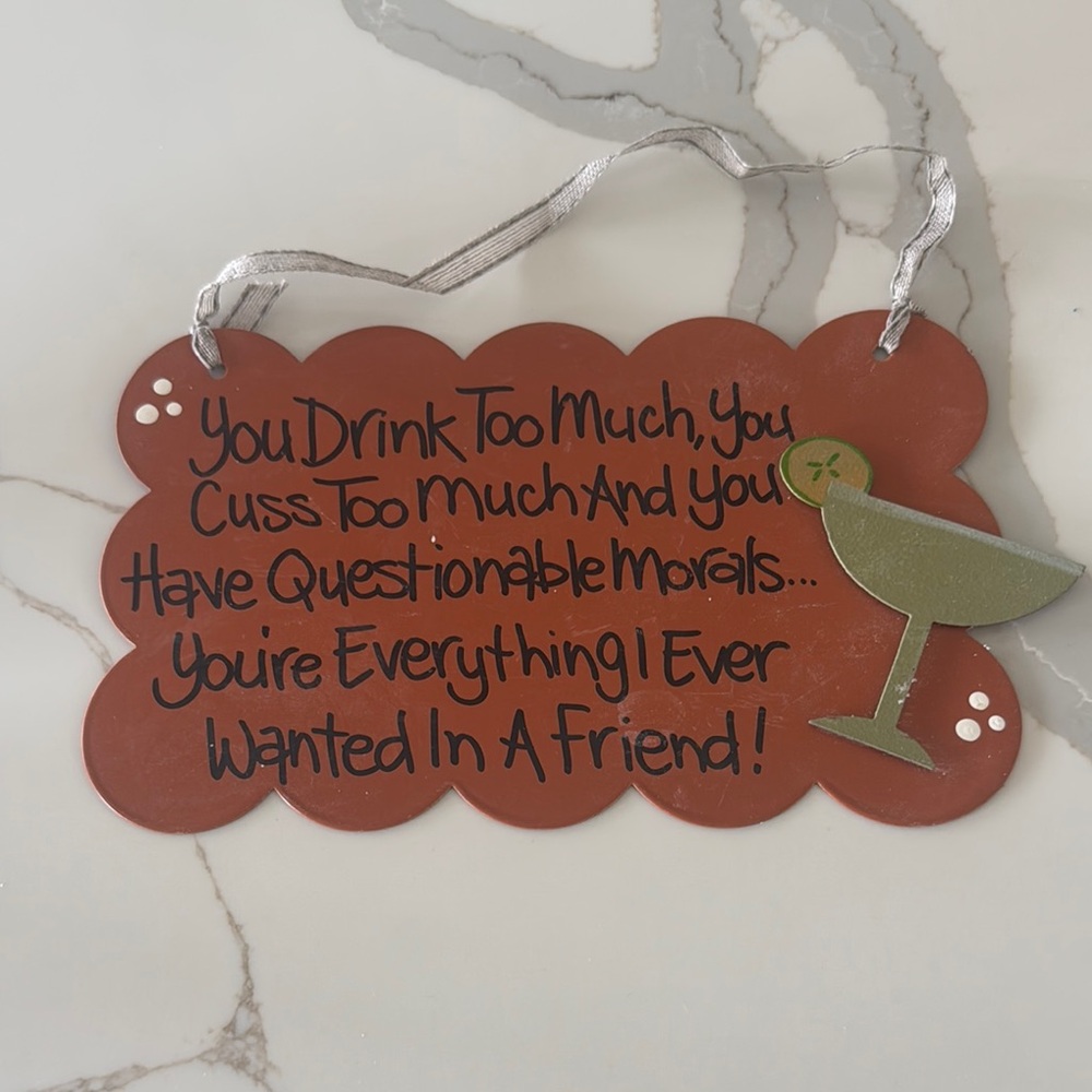 Humorous Orange Wall Sign with Green Cocktail Design